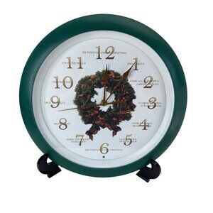 Musical Christmas Wall Clock With Festive Wreath Design & Hourly Carols